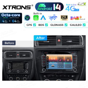 PX74MTVL 7 Zoll Octa Core 4 + 64 GB Android 14 Autoradio Multimedia Player Custom Fit für Volkswagen / SEAT / SKODA Global 4G LTE – Bild 4