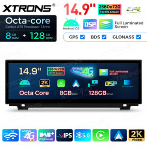QLBH44FVNB 14,9 Zoll Octa Core 8 + 128 GB Global 4G LTE Android Autoradio Multimedia Player mit vollständig laminiertem 2K IPS-Bildschirm für BMW 5er F10 / F11 NBT