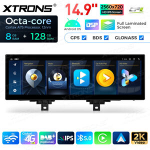 QLBH44THEVL 14,9 Zoll Octa Core 8 + 128 GB Global 4G LTE Android Autoradio Multimedia Player mit vollständig laminiertem 2K IPS-Bildschirm für BMW 30 F30 F31 F34 F35 / 4 Serie F32 F33 F36 NBT EVO