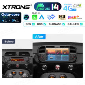 PX7450FBL 7 Zoll Octa Core 4 + 64 GB Global 4G LTE Android 14 Autoradio Multimedia Player Custom Fit für Fiat – Bild 4