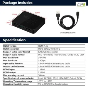 ACHDMI1TO2 1 Eingang 2 Ausgang HDMI Splitter – Bild 5
