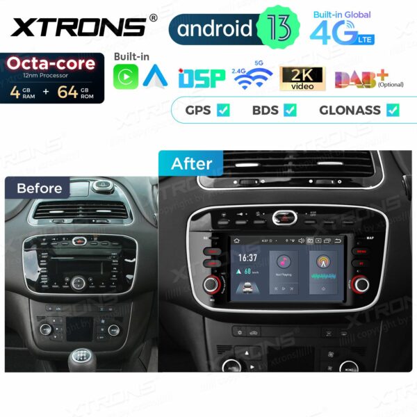 PX64GPFL 6,2 Zoll Octa Core 4 + 64 GB Global 4G LTE Android Autoradio Multimedia Player Custom Fit für Fiat – Bild 4