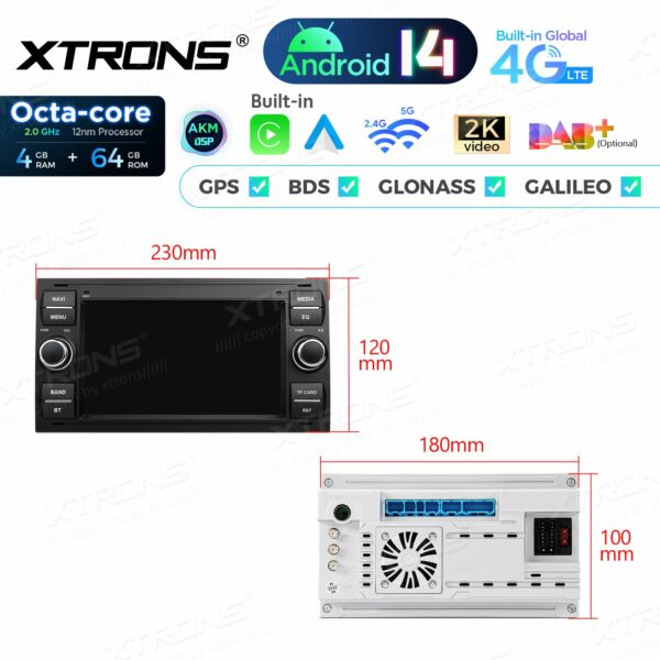 PX72QSFBL 7 Zoll Octa Core 4 + 64 GB Global 4G LTE Android Autoradio Multimedia Player Custom Fit für Ford – Bild 15