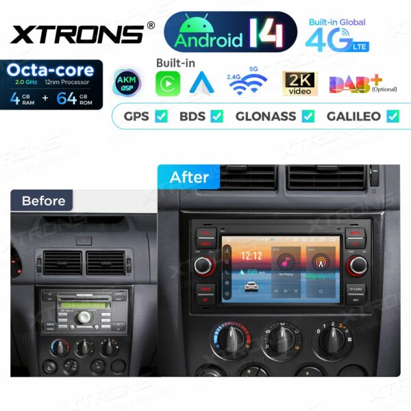 PX72QSFBL 7 Zoll Octa Core 4 + 64 GB Global 4G LTE Android Autoradio Multimedia Player Custom Fit für Ford – Bild 4