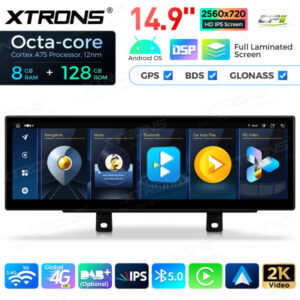 QLBH44THNBR3 14,9 Zoll Octa Core 8 + 128 GB Global 4G LTE Android Autoradio Multimedia Player mit vollständig laminiertem 2K IPS-Bildschirm für BMW 3/4 Series M3 M4 NBT RHD Rechtslenker