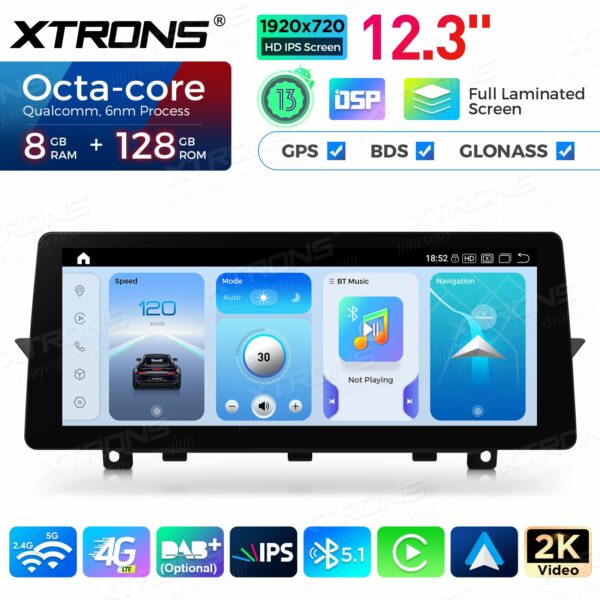 Android Autoradio Xtrons QGB23CIB12FVGT Octar Core 8GB+128GB 12,3 Zoll für BMW 5er F07 GT (2011-2012) Original CIC System – Bild 2