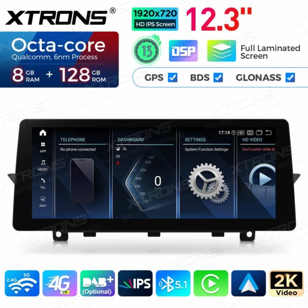 Android Autoradio Xtrons QGB23CIB12FVGT Octar Core 8GB+128GB 12,3 Zoll für BMW 5er F07 GT (2011-2012) Original CIC System – Bild 3