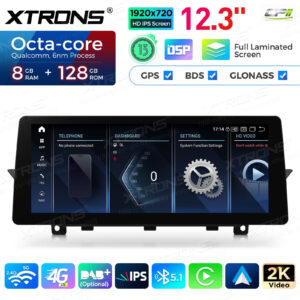Android Autoradio Xtrons QGB23CIB12FVGT Octar Core 8GB+128GB 12,3 Zoll für BMW 5er F07 GT (2011-2012) Original CIC System