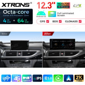 Alternative view of QLA23A6NL 12,3 Zoll Octa Core 4 + 64 GB Android Autoradio Multimedia Player mit vollständig laminiertem Bildschirm für Audi A6 S6 RS6 A7 S7 RS7 MIB