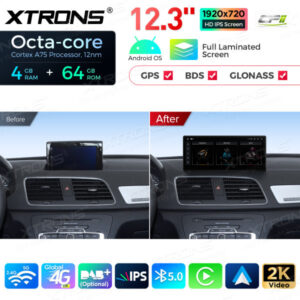 Alternative view of QLA23Q3 12,3 Zoll Octa Core 4 + 64 GB Global 4G LTE Android Autoradio Multimedia Player mit vollständig laminiertem Bildschirm für Audi Q3 SQ3 RSQ3