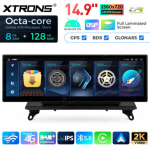 QLBH44X5CIL3 14,9 Zoll Octa Core 8 + 128 GB Global 4G LTE Android Autoradio Multimedia Player mit vollständig laminiertem 2K IPS-Bildschirm für BMW X5 X6