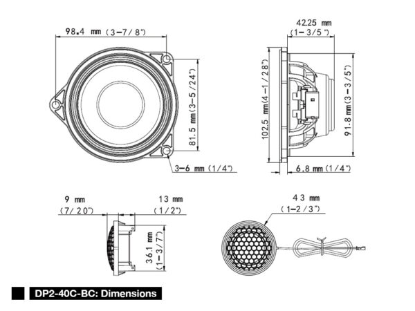 Alpine DP2-40C-BC 10 cm (4-Zoll) 2-WEGE-CENTER-LAUTSPRECHER für BMW 3er und 4er Reihe – Bild 3