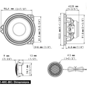 Alpine DP2-40C-B 10 cm 2-WEGE-CENTER-LAUTSPRECHER für BMW 3er und 4er Reihe – Bild 3