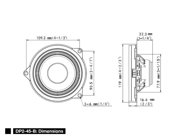Alpine DP2-45-B 12 cm (4,5-Zoll) 2-WEGE-KOXIAL-LAUTSPRECHER für BMW 3er und 4er Reihe – Bild 2