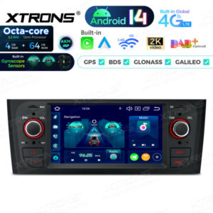 PX64PTFLGS 6,1 Zoll Octa Core 4+64 GB Global 4G LTE Android 14 Autoradio-Multimediaplayer AKM DSP Gyroskopsensoren für Fiat