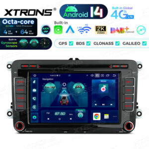 PX74MTVGS 7 Zoll Android 14 Auto-DVD-Player, Octa Core 4+64, eingebauter AKM DSP 4G-Gyroskopsensor für Volkswagen/Skoda/Seat