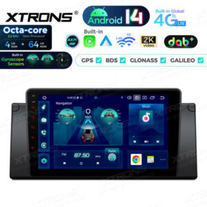 PXP9439BGDAB 9 Zoll 4+64GB Android 14 Autoradio-Multimediaplayer Eingebautes DAB+ AKM DSP Global 4G IPS Gyroskopsensoren für BMW E39/7er E38