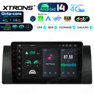 PXP9453BGDAB 9 Zoll 4+64 GB Android 14 Autoradio-Multimediaplayer Eingebautes DAB+ AKM DSP Global 4G IPS Gyroskopsensoren für BMW X5 E53