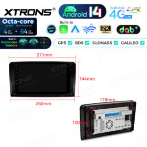 Android Autoradio Xtrons für Mercedes Benz GL-Klasse X164/ML-Klasse W164 4/64 GB – PXP94M164GDAB-11 CPII