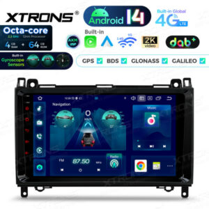 PXP94M245GDAB 9 Zoll 4+64GB Android 14 Autoradio-Multimediaplayer Eingebautes DAB+ AKM DSP Global 4G IPS Gyroskopsensoren für Mercedes Benz/Volkswagen Crafter