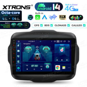 PXP94RGJGDAB 9 Zoll 4+64 GB Android 14 Autoradio-Multimediaplayer Eingebautes DAB+ AKM DSP Global 4G IPS Gyroskopsensoren für Jeep