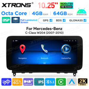 QAMS1440M12C40 10,25 Zoll Android Octa Core 4 GB + 64 GB Auto-GPS-Multimedia-Player für Mercedes-Benz C-Klasse W204 (2007–2010)