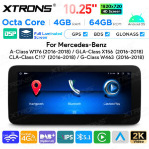 QAMS1450 10,25 Zoll Octa Core 4+64 GB Android Auto GPS Multimedia Player für Mercedes-Benz A-Klasse W176 / GLA-Klasse X156 / CLA-Klasse C117 / G-Klasse W463