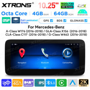 Android Autoradio Xtrons für Mercedes-Benz W176, X156, C117, W463 4/64 GB