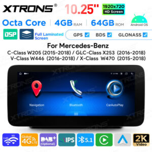 QAMS1450M12C5 10,25 Zoll Android Octa Core 4 GB + 64 GB Auto-GPS-Multimedia-Player für Mercedes-Benz C-Klasse W205 / GLC-Klasse X253 / V-Klasse W446 / X-Klasse W470