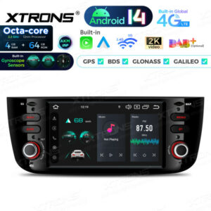 PX64GPFLGS 6,2 Zoll Octa Core 4+64 GB Global 4G LTE Android 14 Autoradio Multimedia Player AKM DSP Gyroskopsensoren für Fiat