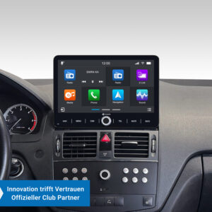 D9-W204 Premium 192 GB Android Autoradio für Mercedes C-Klasse W204 mit 4 x 100W Class-D Verstärker, 10,1 Zoll Display (hochauflösend), Inkl. Head-up-Display, Apple CarPlay und Android Auto