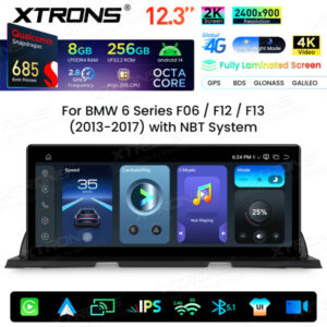 QWBX24NB12SX 12,3 Zoll 2K-Bildschirm Qualcomm Snapdragon 685 8+256 GB Android-Autobildschirm-Upgrade für BMW 6er F06/F12/F13 (2013–2017) NBT-System
