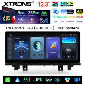 QWBX24NB12X1N 12,3 Zoll 2K-Bildschirm Qualcomm Snapdragon 685 8+256 GB Android-Autobildschirm-Infotainmentsystem-Upgrade für BMW X1 F48 NBT-System