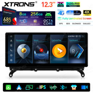 QWBX24NB12X3 12,3 Zoll 2K-Bildschirm Qualcomm Snapdragon 685 8+256 GB Android-Autobildschirm-Upgrade für BMW X3 F25/X4 F26 (2014–2016) NBT-System