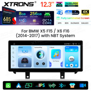 QWBX24NB12X5N 12,3 Zoll 2K-Bildschirm Qualcomm Snapdragon 685 8+256 GB Android-Autobildschirm-Upgrade für BMW X5 F15/X6 F16 (2014–2017) NBT-System