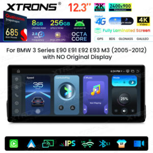QWBX24UMB12E90L 12,3 Zoll 2K-Bildschirm Qualcomm Snapdragon 685 8+256 GB Android-Autobildschirm-Upgrade für BMW 3er E90/E91/E92/E93/M3 LHD Kein Originalsystem