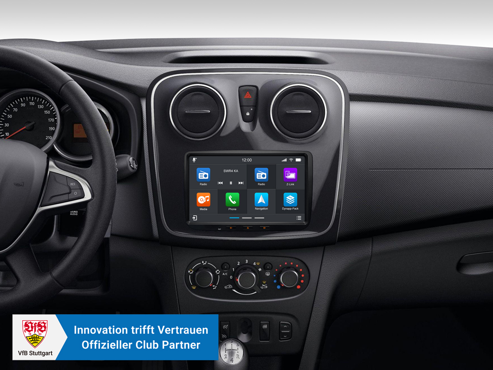 D9-DAC Premium Flex Android Autoradio für Dacia Sandero / Duster / Renault Captur mit 4 x 100W Class-D Verstärker, 8 Zoll Display (hochauflösend), Inkl. Head-up-Display, Apple CarPlay und Android Auto