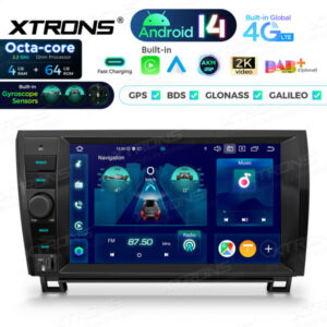 PX94TDTLGS 9-Zoll-Autoradio mit Multimedia-Player, 4 GB RAM (DDR4) und 64 GB ROM (EMMC), Octa-Core-Prozessor, Android 14, integriertem AKM DSP, 4G LTE, Gyroskopsensoren und Schnellladefunktion für Toyota Tundra/Sequoia