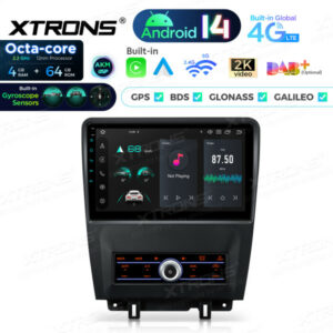 PXP14MTFGS 10,1 Zoll Autoradio mit Android 14, Octa-Core-Prozessor, integriertem AKM DSP, 4G-Gyroskopsensoren und 4+64 GB RAM für Ford Mustang (2010–2014)