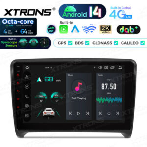 PXP94TTAGDAB 9-Zoll-Autoradio mit Android 14, 4 GB RAM und 64 GB ROM, integriertem DAB+, AKM DSP, globalem 4G LTE, IPS-Display und Gyroskopsensoren für Audi TT