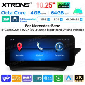 QAMS1445M12ECR 10,25 Zoll Android Octa-Core 4GB+64GB Auto-GPS-Multimedia-Player für Mercedes-Benz E-Klasse C207 / A207 (2013-2014) Rechtslenker