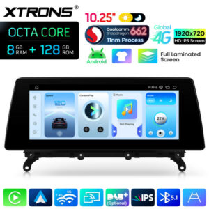 QBBH14CIB12X3 10,25 Zoll 8+128 GB Android Autoradio mit Qualcomm Snapdragon 662 Prozessor, volllaminiertem Bildschirm, globalem 4G-Netz für BMW X3 F25 mit CIC-System