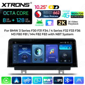 QBBH14NBTH 10,25 Zoll Android Autoradio mit 8 GB RAM und 128 GB internem Speicher, Qualcomm Snapdragon 662 Prozessor, 1920 x 720 Pixel, Global 4G für BMW 3er/4er/M3/M4 NBT-System