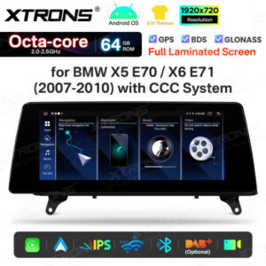 QTB10X5CCL 10,25 Zoll Autoradio für BMW X5 E70/X6 E71 CCC LHD Octa-Core 64 GB Tag- und Nachtmodus, Android-Navigationssystem, Multimedia-Player