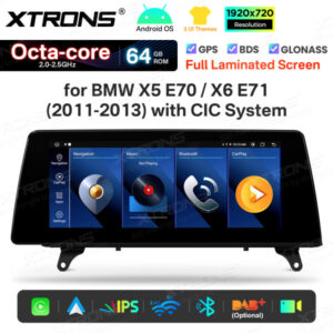 QTB10X5CIL 10,25 Zoll Autoradio für BMW X5 E70/X6 E71 CIC LHD Octa-Core 64 GB Tag- und Nachtmodus, Android-Navigationssystem, Multimedia-Player