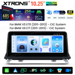 QWBX14X5CI 10,25 Zoll Qualcomm Snapdragon 685 8+256GB IPS-Bildschirm Android Auto-Infotainment-System Upgrade für BMW X5 E70/X6 E71 mit CIC-System