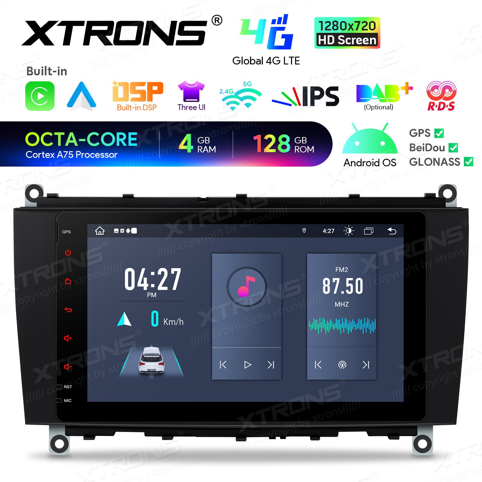 Android Autoradio Xtrons für Mercedes-Benz CLK-Klasse A209/C209 4/128 GB – Bild 6