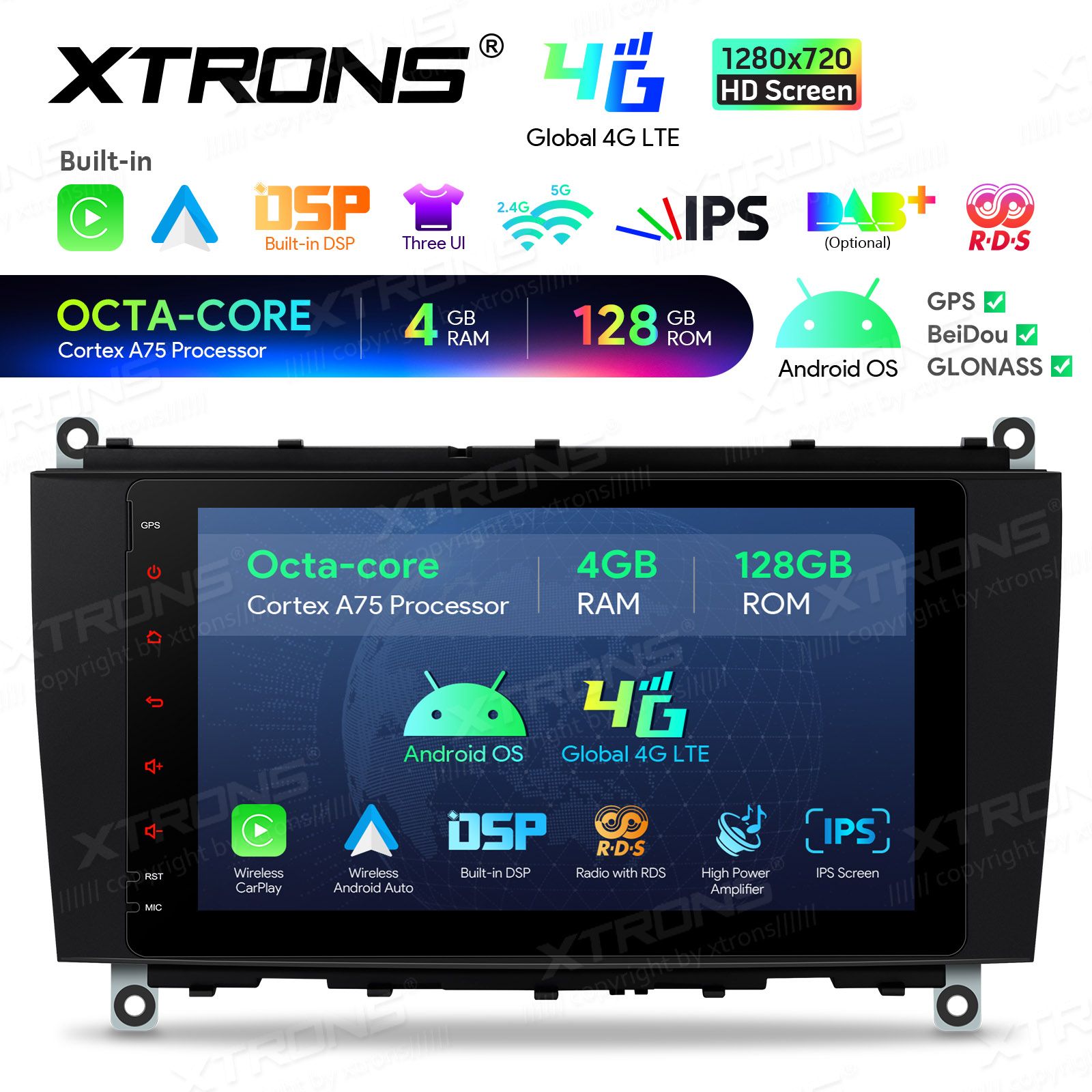 Android Autoradio Xtrons für Mercedes-Benz CLK-Klasse A209/C209 4/128 GB – Bild 7