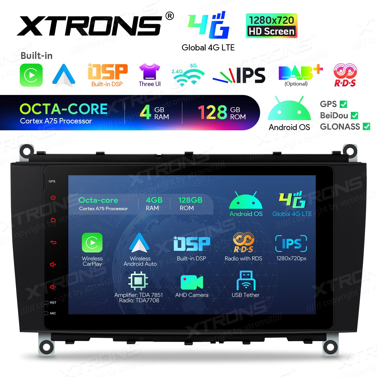 Android Autoradio Xtrons für Mercedes-Benz CLK-Klasse A209/C209 4/128 GB – Bild 8