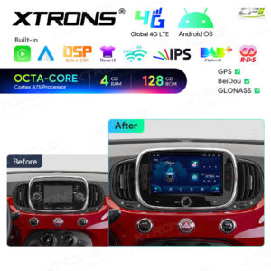 Android Autoradio Xtrons für Fiat 500/Abarth 500 (2016-2019) 4/128 GB – IAH74500FL-13 CPII